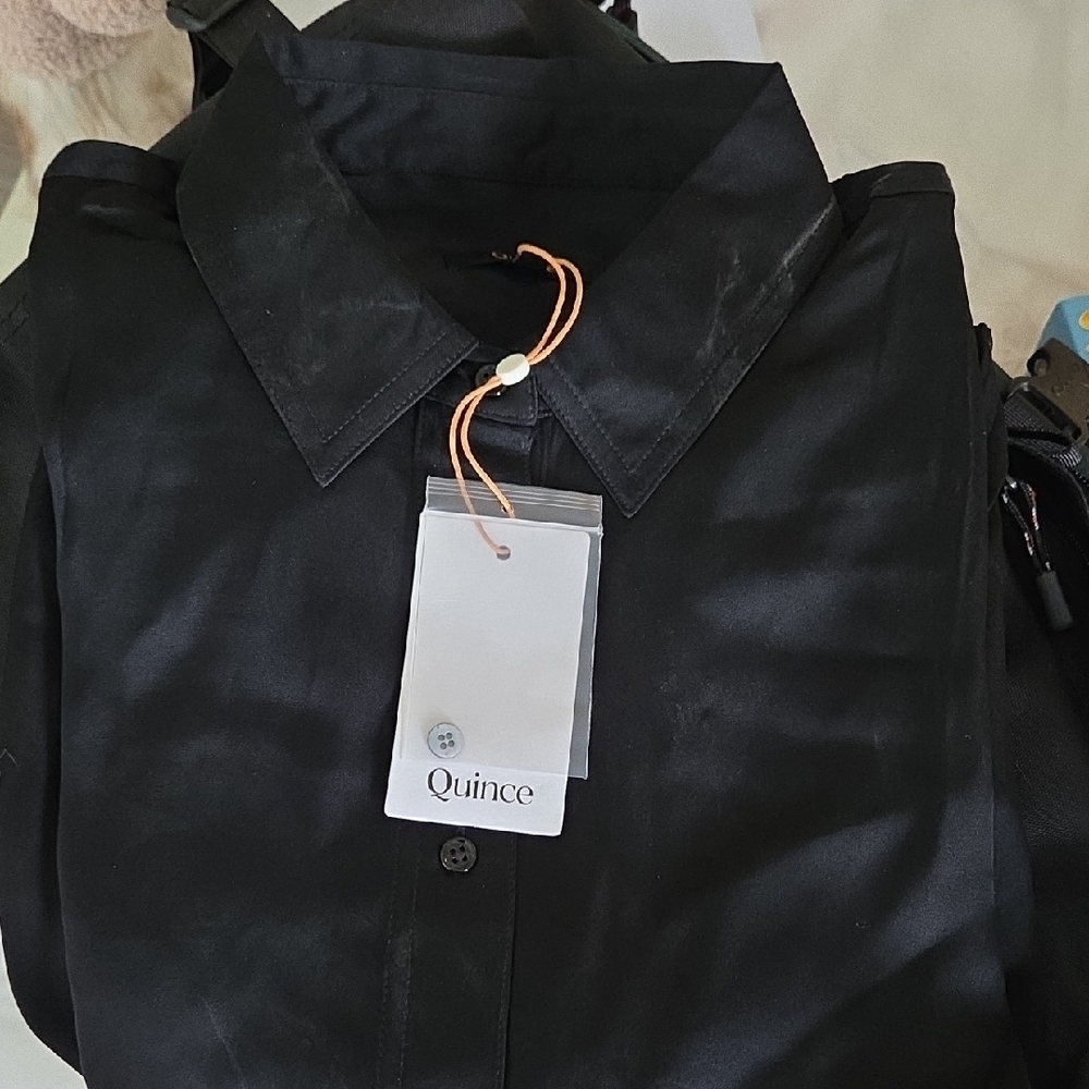 Quince Elegant Black Collared Shirt